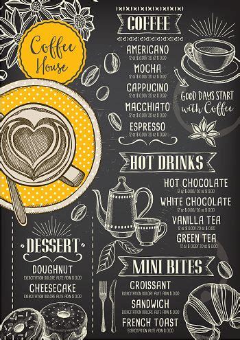 Coffee restaurant brochure vector, coffee shop menu design. Vector... | Coffee shop menu, Cafe ...