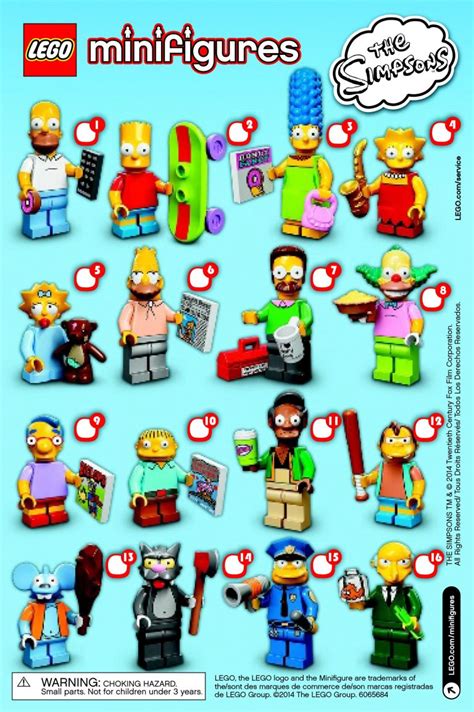 Lego Minifigures Sets The Simpsons Series 1 List Checklist Insert ...