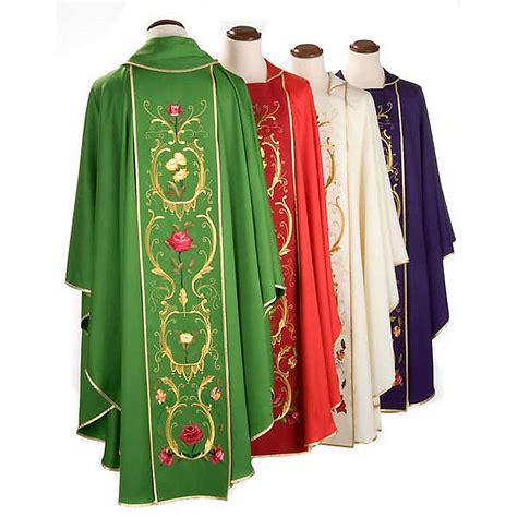 Liturgical vestment with floral and gold motifs | online sales on HOLYART.co.uk