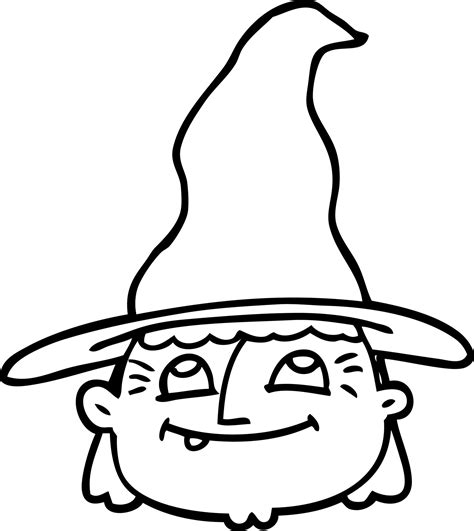 line drawing cartoon witch face 12171368 Vector Art at Vecteezy