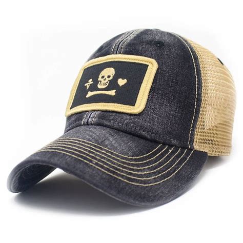 Stede Bonnet Pirate Flag Patch Trucker Hat, Black | S.L. Revival Co ...