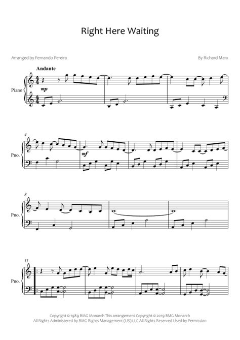 Right Here Waiting Sheet Music | Richard Marx | Easy Piano