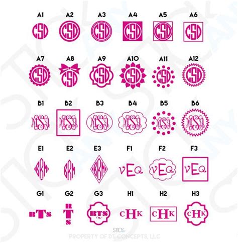 Custom Monogram Sticker Decal - Buy One Get One FREE - 23 STYLES - For ...