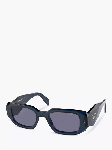 Prada PR 17WS Women's Rectangular Sunglasses, Blue Crystal/Blue at John ...