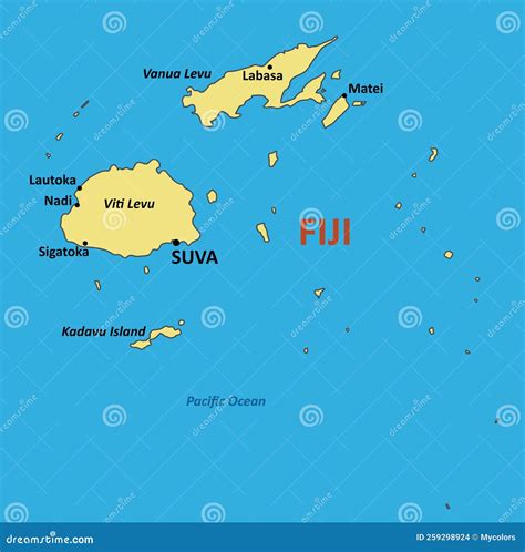 Vector Map of Republic of Fiji - Island Country in Melanesia Stock ...