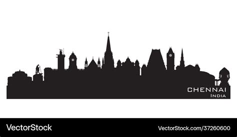 Chennai india city skyline silhouette Royalty Free Vector