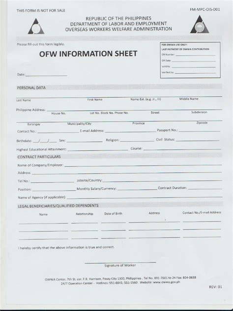 Ofw Info Sheet | PDF