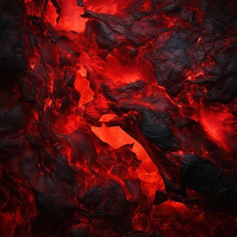 Premium AI Image | a dark lava rock with a red background and a hole in the middle.