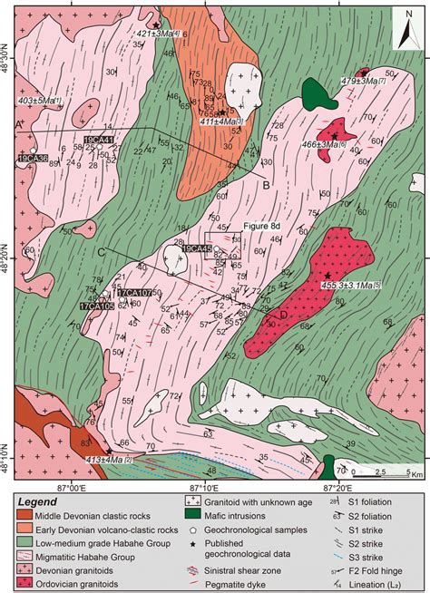 Geological and structural map of the study area (see position in ...