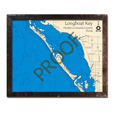 Longboat Key, Fl Nautical Wood Maps - Longboat Key Florida Map - Printable Maps