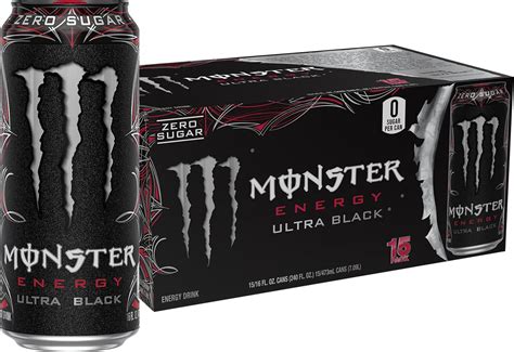 Monster Energy Ultra Black, Sugar Free Energy Drink, 16 Ounce (Pack of ...