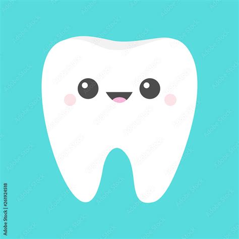 Healthy white tooth icon. Cute cartoon kawaii smiling funny face ...