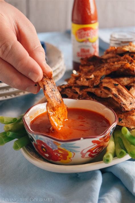 Spicy Chicken Strips with Buffalo Dipping Sauce - Living The Gourmet