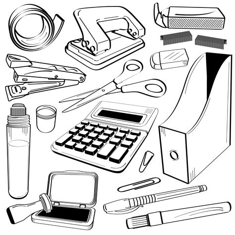 Office Stationery Tool Doodle. 340759 Vector Art at Vecteezy