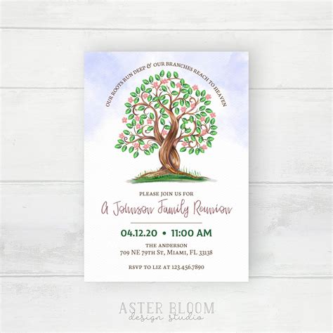 Family Reunion Invitation Template Family Tree Party Printable | Etsy ...