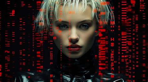 Premium AI Image | Sci fi dot matrix style woman barcode art