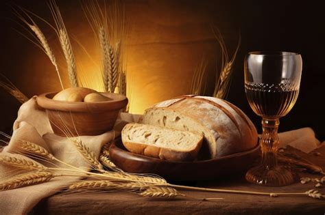 Free Photo | Bread and wine for religious ceremony