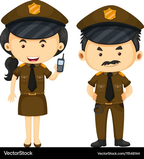 Police officers in brown uniform Royalty Free Vector Image