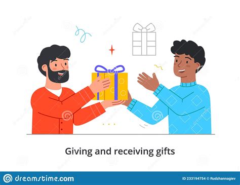 Giving and receiving gifts stock vector. Illustration of character - 233194754