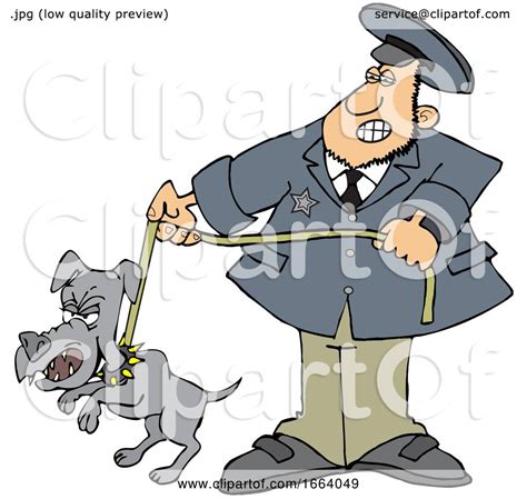 Cartoon Dog Catcher wIth a Pooch on a Leash by djart #1664049