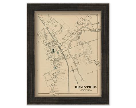 Village of BRAINTREE, Massachusetts 1876 Map - Replica or GENUINE ORIGINALI