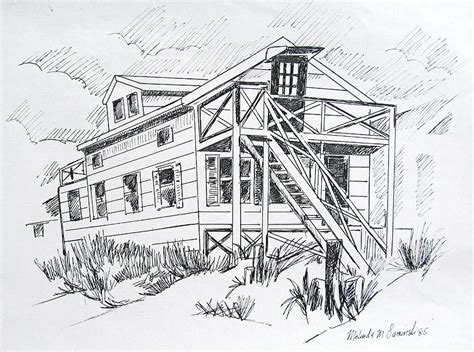 Manasquan Beach House Sketch Drawing by Melinda Saminski - Pixels