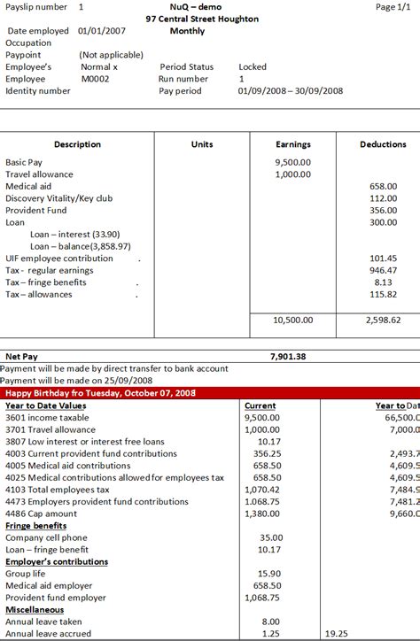 Payslip Template Excel Free Download