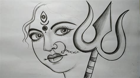 how to draw maa durga face pencil sketch for beginners step by step,how to draw maa durga, - YouTube