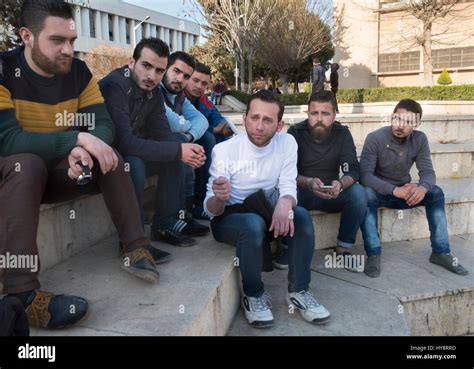 Syria, Aleppo students at University campus Stock Photo - Alamy