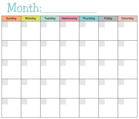 blank monthly calendar - printable calendar templates - Heidi Fields