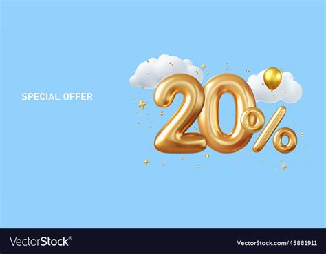 3d 20 percent off discount Royalty Free Vector Image