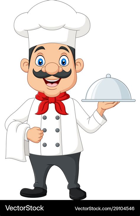 Cartoon funny chef with a mustache Royalty Free Vector Image