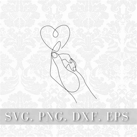 Line Art Hands Svg, Line Art Heart Svg, Heart Svg, Love Hand Design ...