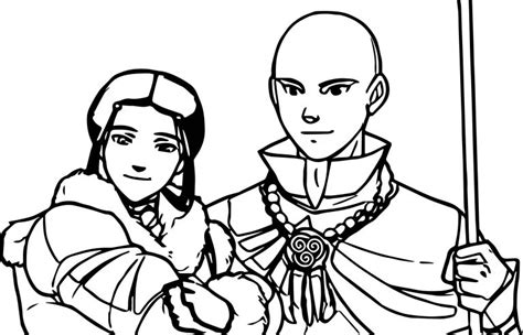 Aang And Katara's Future Avatar Aang Coloring Page - Wecoloringpage.com