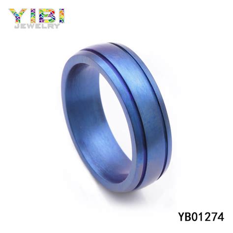 Mens Blue Titanium Wedding Bands | Jewelry Factory China