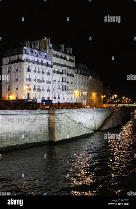 Seine river in Paris at night, illumination Stock Photo - Alamy