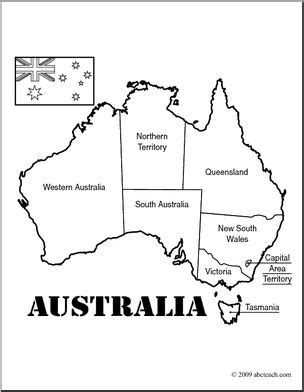 Clip Art: Australia Map (coloring page) Labeled – Abcteach