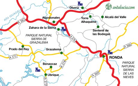 The Map of Grazalema in the Cadiz province, Andalucia, Southern Spain