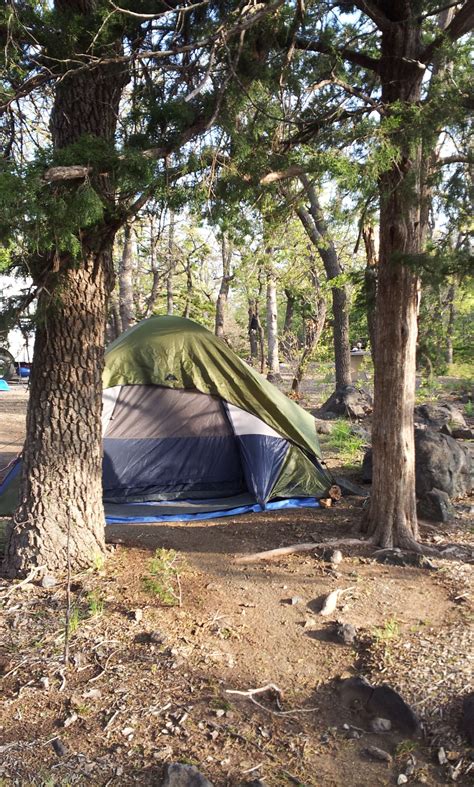 Our tent at our campsite at Camp Doris in the Wichita Mountains Wildlife Refuge in Oklahoma ...