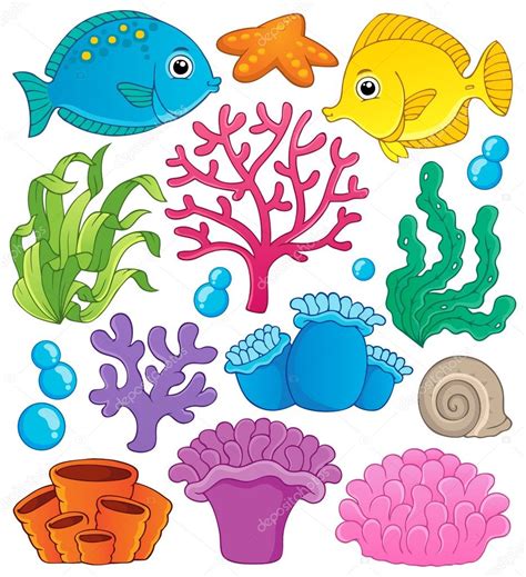 Coral reef theme collection 1 — Stock Vector © clairev #22565681