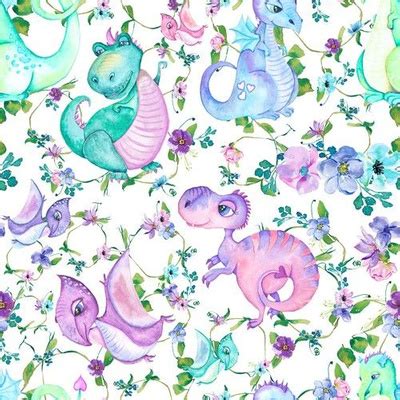 Pink Dinosaur Fabric, Wallpaper and Home Decor | Spoonflower