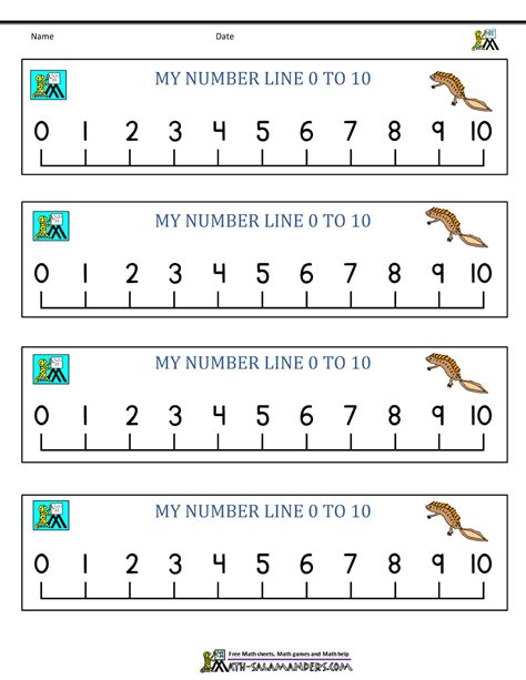 Number Line Kindergarten Worksheets