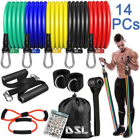 14PCS Set Resistance Bands Workout Exercise Crossfit Fitness Yoga ...