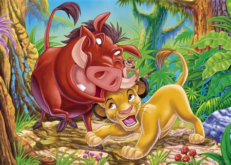 Timon And Pumbaa Playing With Cub Simba