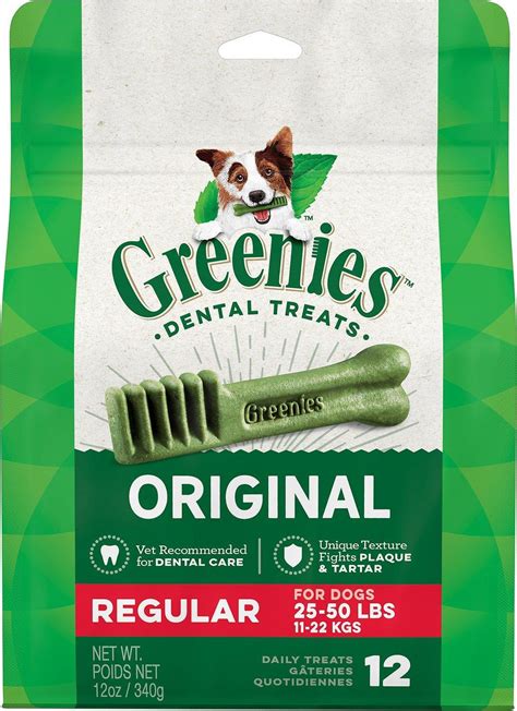 Greenies Original Regular Dental Dog Treats 25-50 lbs 12 Count - JetPet