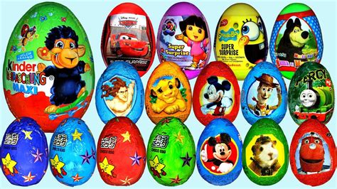 80 Surprise eggs, Маша и Медведь Kinder Surprise Mickey Mouse Disney Pixar Cars 2 - ViYoutube