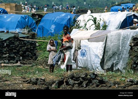 Refugee camp in Goma, Democratic Republic of the Congo in 1995. Area used to house Rwandan Hutus ...