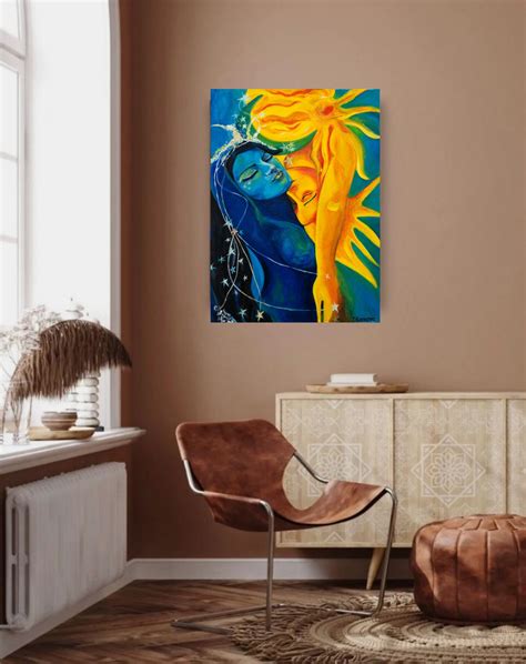 The Sun and the Moon Eclipse Oil Painting Sun Moon Wall Art - Etsy