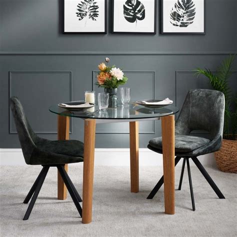 Lutina Small Round Glass Dining Table | Round Glass Table - Woods Furniture