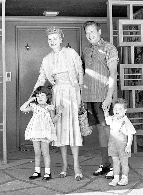 Lucille Ball and Desi Arnaz photographed outside their home with their children, 1954 | Desi ...